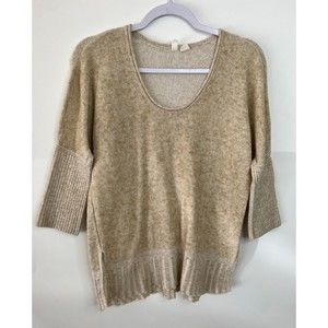 MOTH Antropologie Sweater Top Womens Small Beige Cotton Linen Pullover